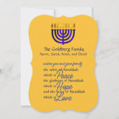 青いメノーラのハヌカカード シーズンカード (正面)