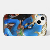 青いメリーゴーランドの馬 iPhoneケース (裏面横)
