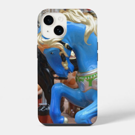 青いメリーゴーランドの馬 iPhoneケース (裏面)