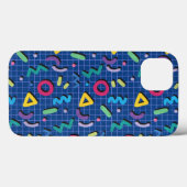 青いメンフィス模様 Case-Mate iPhoneケース (裏面 (横))