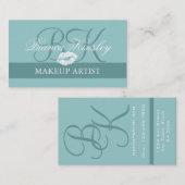 青いメーキャップアーティストのモノグラムの名刺 名刺 (正面/裏面)