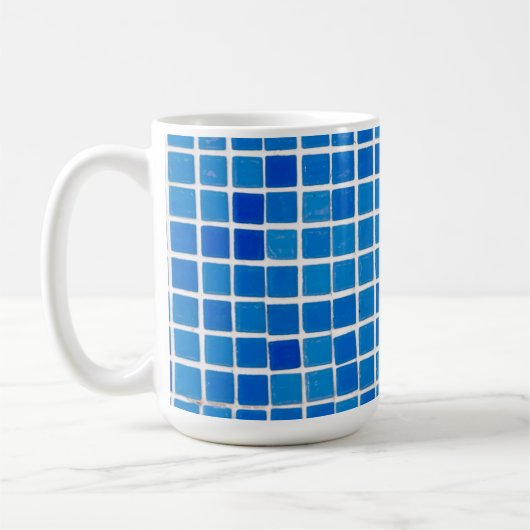 青いモザイクタイル コーヒーマグカップ (左)