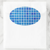 青いモザイクタイル 楕円形シール (バッグ)