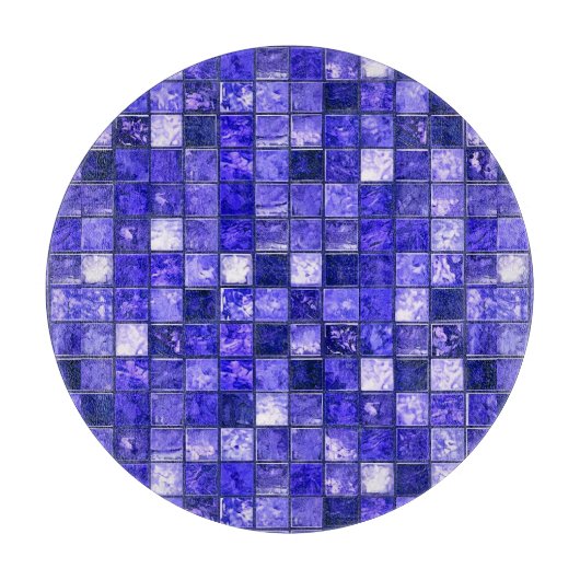青いモザイク模様 カッティングボード (正面)