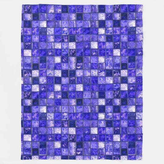 青いモザイク模様 フリースブランケット (正面)