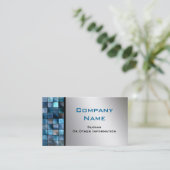 青いモザイク・タイルの名刺 名刺 (スタンド正面)