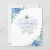 青いモダンあじさい写真ブライダルシャワー招待状 (裏面)