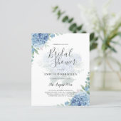 青いモダンあじさい写真ブライダルシャワー招待状 (スタンド正面)