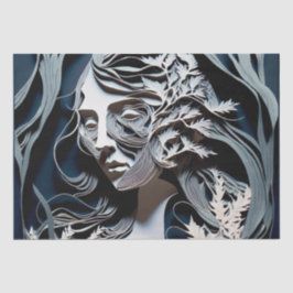 青いモダンおとぎ話の未来的な女性 薄葉紙