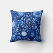 青いモダンしぼりモノグラムアクセント枕 クッション (裏面)