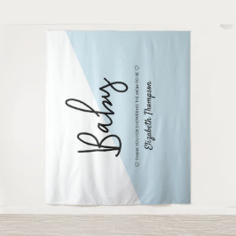 青いモダンな背景のベビーシャワー歓迎の看板 タペストリー