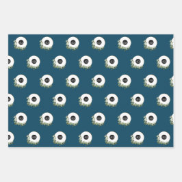 青いモダンな花輪 - カスタム企業ロゴ ラッピングペーパーシート