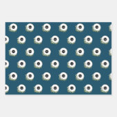 青いモダンな花輪 カスタム会社ロゴ ラッピングペーパーシート (正面)