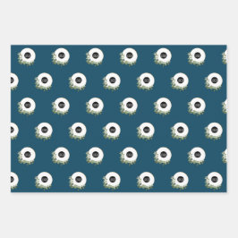 青いモダンな花輪 カスタム会社ロゴ ラッピングペーパーシート