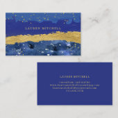 青いモダンの抽象芸術|および金ゴールド 名刺 (正面/裏面)