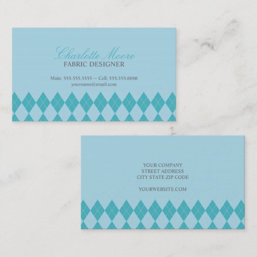 青いモダンひし形 名刺 (正面/裏面)