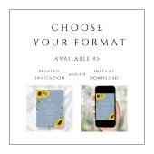 青いモダンひまわり最初の聖餐式 招待状