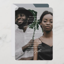 青いモダンアーチ型の写真結婚