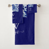 青いモダンエレガントフローラ バスタオルセット (インサイチュ)
