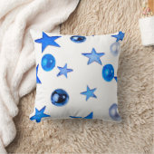 青いモダンオーナメントのクリスマスデコール クッション (ブランケット)