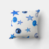 青いモダンオーナメントのクリスマスデコール クッション (裏面)