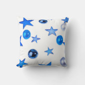 青いモダンオーナメントのクリスマスデコール クッション (正面)