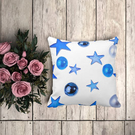 青いモダンオーナメントのクリスマスデコール クッション
