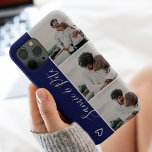 青いモダンカップル名3枚の写真コラージュ・グリッド iPhone 13ケース<br><div class="desc">ネイビーモダンブルーハートカップル名4枚の写真コラージュのグリッド、カップルや友人のための完璧なギフト最高のの名前。</div>