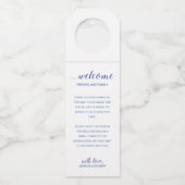 青いモダンギフトバスケットへようこそ結婚 ボトルネックタグ (正面)