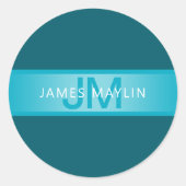 青いモダングラデーション名またはビジネス名 ラウンドシール (正面)