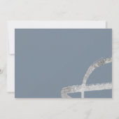 青いモダンシルバーアンパサンド写真の保存日付 セーブザデート (裏面)