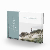 青いモダンシンプルホーム写真の家族のギフト フォトブロック (右)