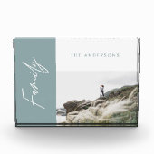 青いモダンシンプル写真の家族のギフト フォトブロック (正面)