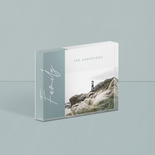 青いモダンシンプル写真の家族のギフト フォトブロック