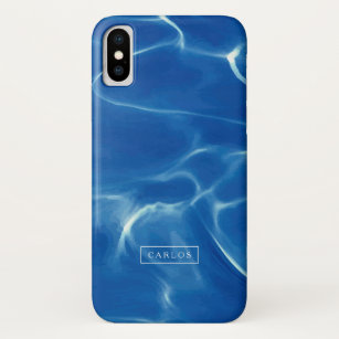 青いモダンスイミングプールの水の反射 iPhone X ケース
