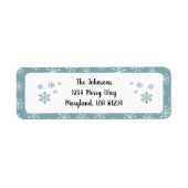 青いモダンスノーフレークの住所 ラベル (正面)