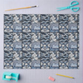 青いモダンタイルの切り離し 薄葉紙 (クラフト)