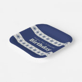 青いモダンフローラアクセント ペーパープレート (傾斜あり)