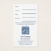 青いモダンホワイトプロモーションギフト券カード (裏面)