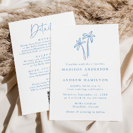 青いモダンヤシの木QRコードすべて結婚の 招待状