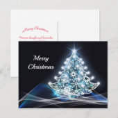 青いモダンライトクリスマスツリーのグラフィック ポストカード (正面/裏面)