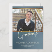 青いモダン写男らし真 招待状 (裏面)