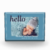 青いモダン写真の誕生発表 フォトブロック (正面)