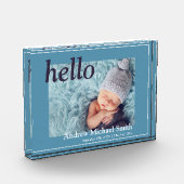 青いモダン写真の誕生発表 フォトブロック (左)