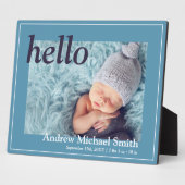 青いモダン写真の誕生発表 フォトプラーク (側面)