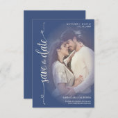 青いモダン写真の透明効果婚約した (正面/裏面)