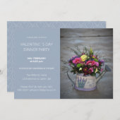 青いモダン写真ディナーパーティーのスクリプト写真 シーズンカード (正面/裏面)