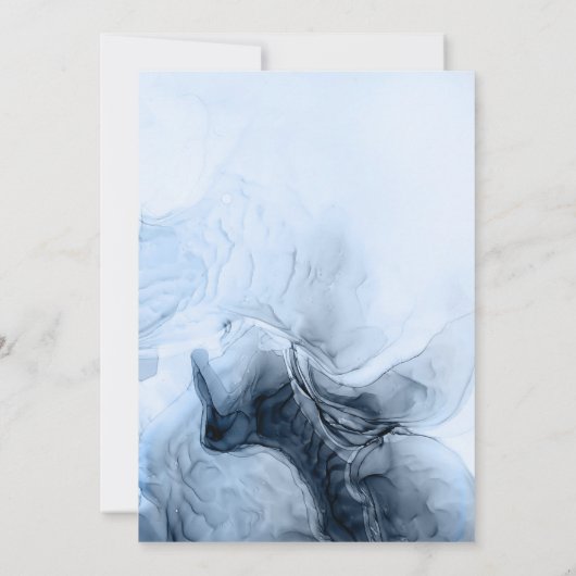 青いモダン写真フラット日付カードを保存 セーブザデート (裏面)