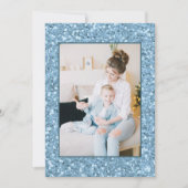 青いモダン写真マザーズデイホリデーカード サンキューカード (正面)