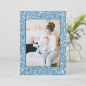 青いモダン写真マザーズデイホリデーカード サンキューカード (スタンド正面)